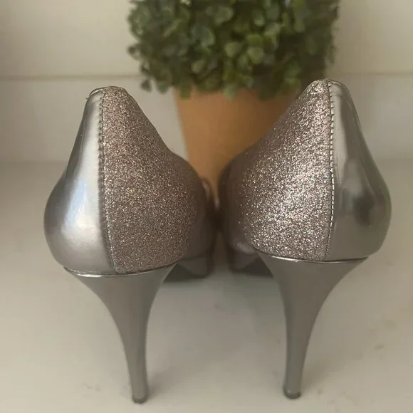 Marc Fisher Tumble Glitter Sparkle Stiletto Heels Pumps Peep Toe Size 10M - Picture 7 of 16